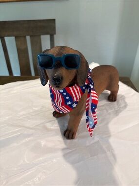 STARS & STRIPES Patriotic Dachshund July 4th Americana Dog 11.5” NEW
